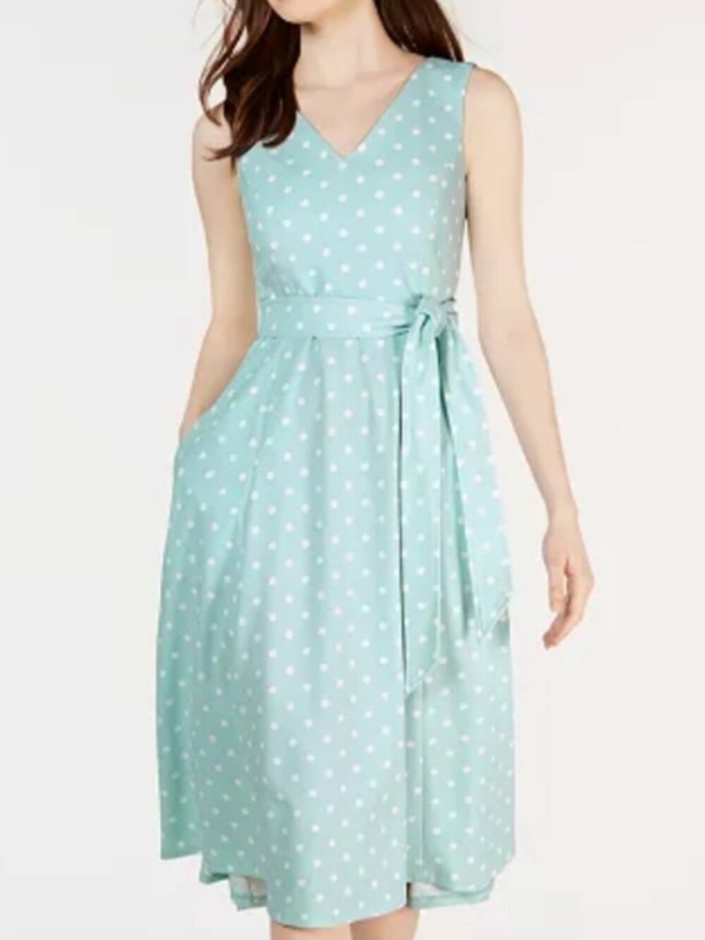 Calvin Klein Dot-Print Fit & Flare Midi Dress
